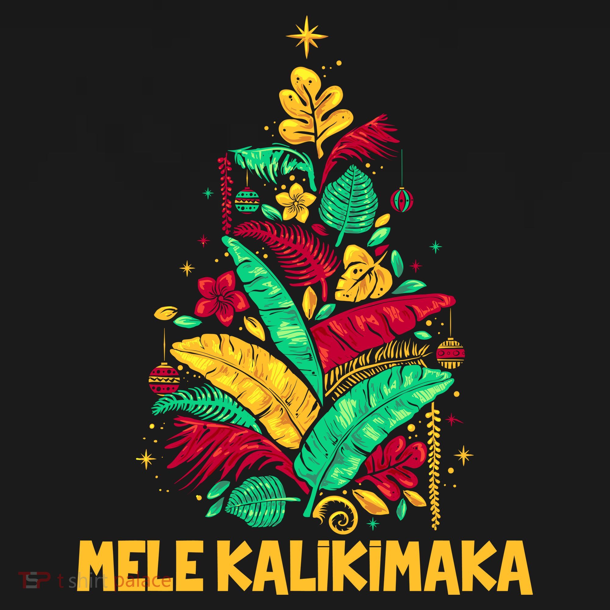 Hawaiian Christmas Mele Kalikimaka Tropical Leaves Tree Women's Tank Top