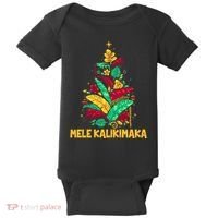 Hawaiian Christmas Mele Kalikimaka Tropical Leaves Tree Baby Bodysuit thumb 0