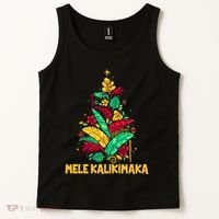 Hawaiian Christmas Mele Kalikimaka Tropical Leaves Tree Tank Top thumb 2