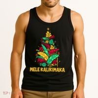 Hawaiian Christmas Mele Kalikimaka Tropical Leaves Tree Tank Top thumb 3