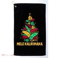 Hawaiian Christmas Mele Kalikimaka Tropical Leaves Tree Golf Towel thumb 0
