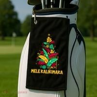 Hawaiian Christmas Mele Kalikimaka Tropical Leaves Tree Golf Towel thumb 2