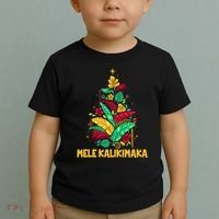 Hawaiian Christmas Mele Kalikimaka Tropical Leaves Tree Toddler T-Shirt thumb 2
