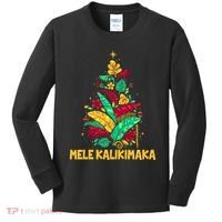 Hawaiian Christmas Mele Kalikimaka Tropical Leaves Tree Kids Long Sleeve Shirt thumb 0