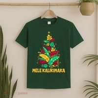 Hawaiian Christmas Mele Kalikimaka Tropical Leaves Tree T-Shirt thumb 2