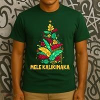 Hawaiian Christmas Mele Kalikimaka Tropical Leaves Tree T-Shirt thumb 3