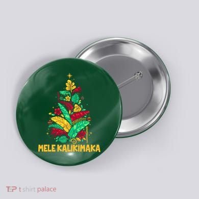Hawaiian Christmas Mele Kalikimaka Tropical Leaves Tree Button