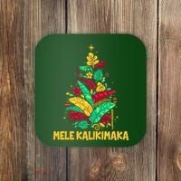 Hawaiian Christmas Mele Kalikimaka Tropical Leaves Tree Coaster thumb 0