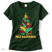 Hawaiian Christmas Mele Kalikimaka Tropical Leaves Tree Women's T-Shirt thumb 0