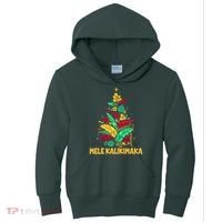 Hawaiian Christmas Mele Kalikimaka Tropical Leaves Tree Kids Hoodie thumb 0