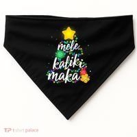 Hawaiian Christmas Mele Kaliki Maka Hibiscus Tree USA-Made Doggie Bandana thumb 0
