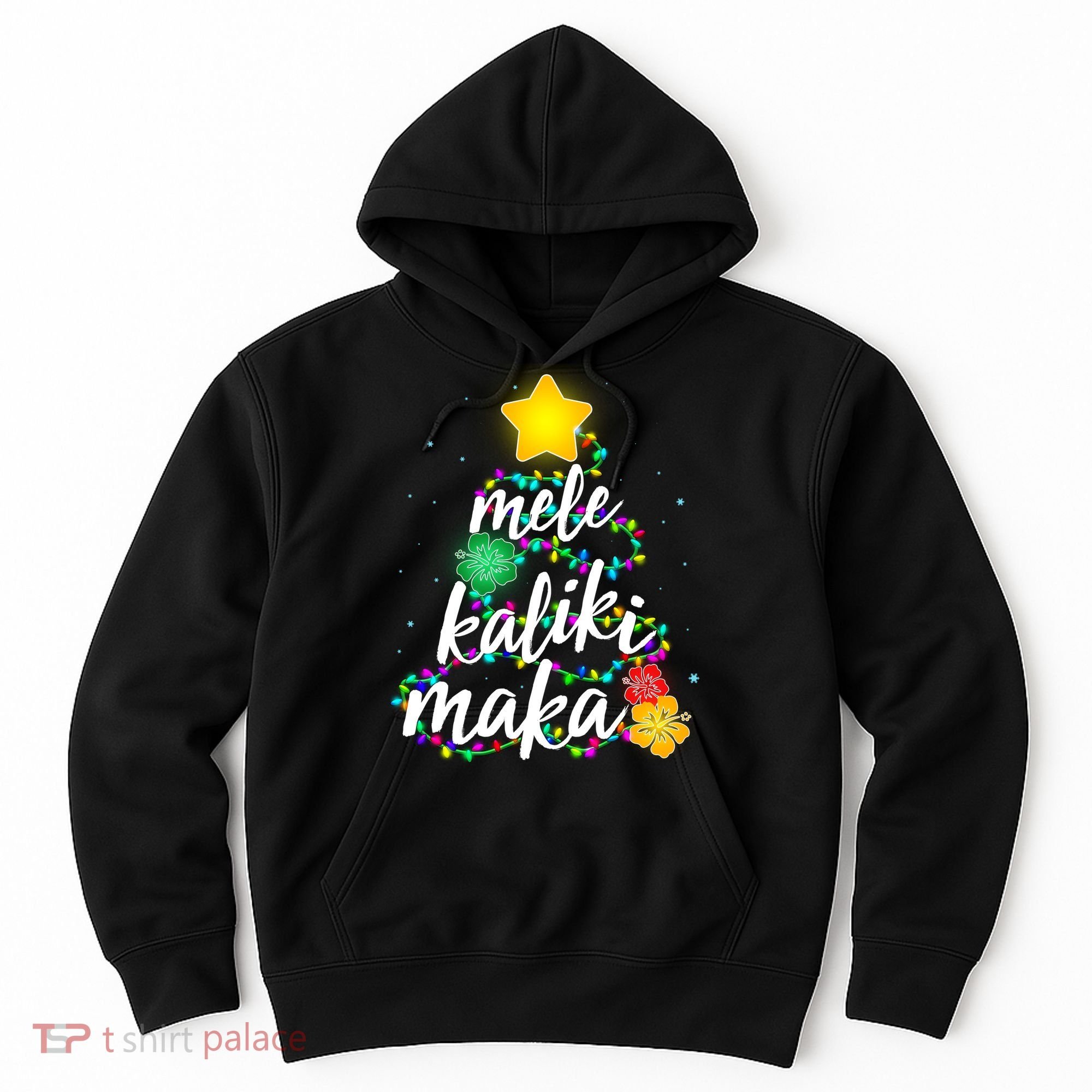 Hawaiian Christmas Mele Kaliki Maka Hibiscus Tree Hoodie