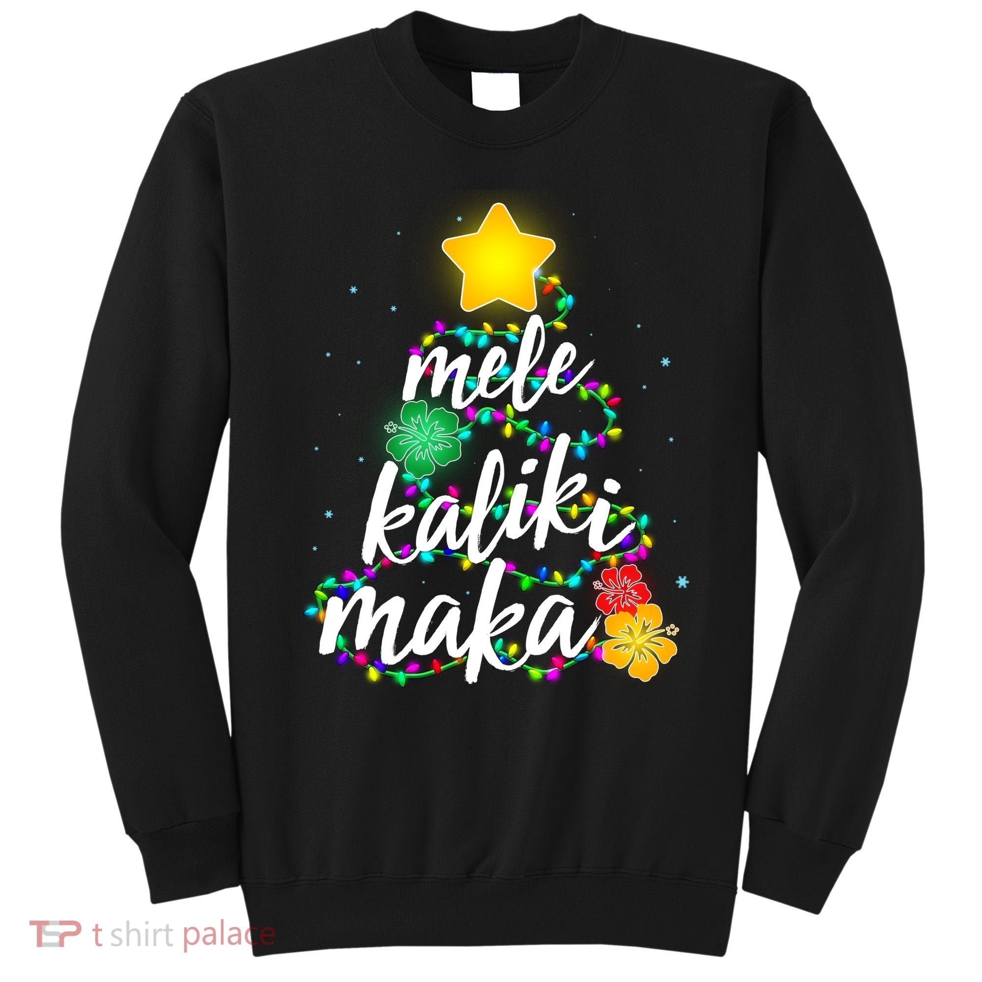 Hawaiian Christmas Mele Kaliki Maka Hibiscus Tree Sweatshirt