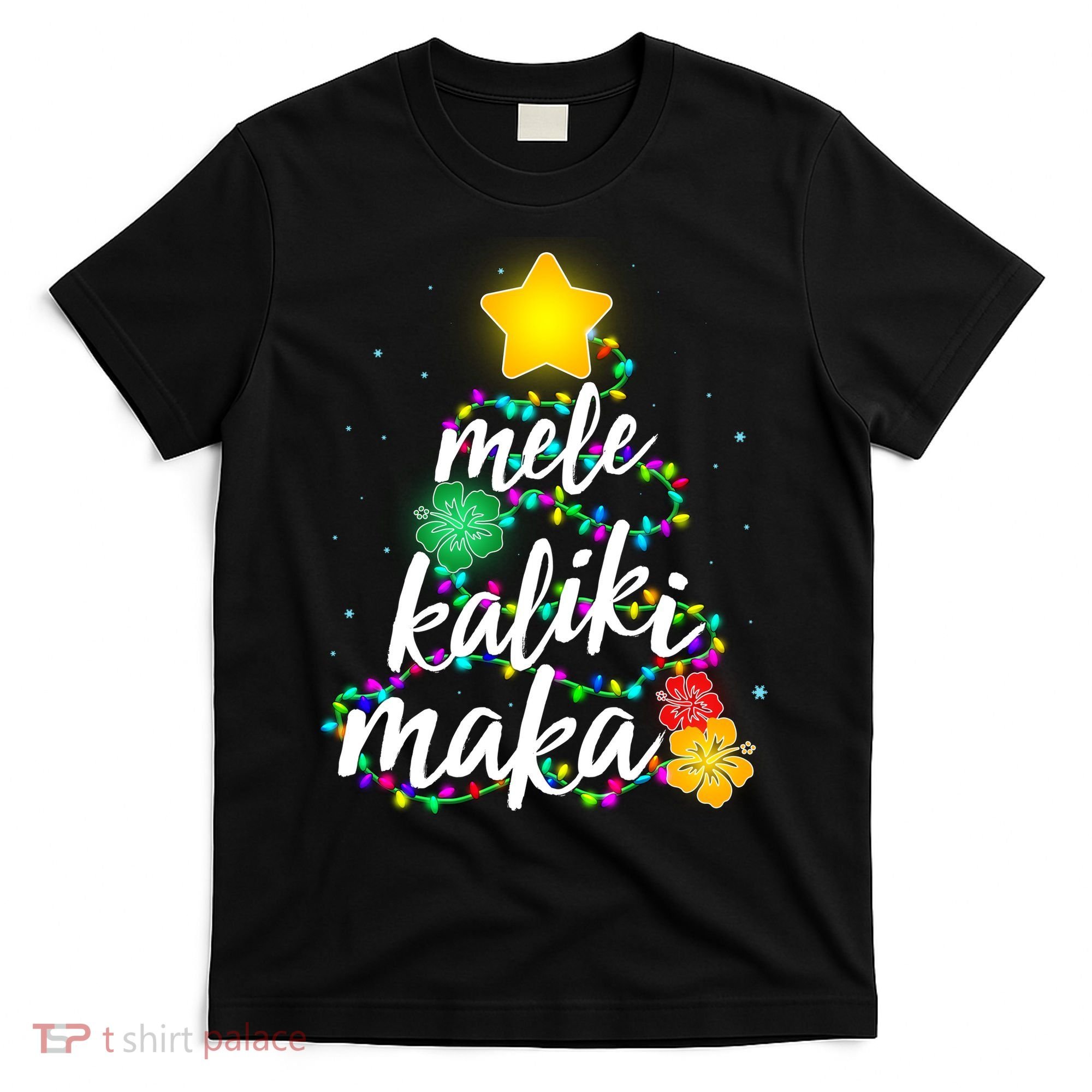 Hawaiian Christmas Mele Kaliki Maka Hibiscus Tree T-Shirt