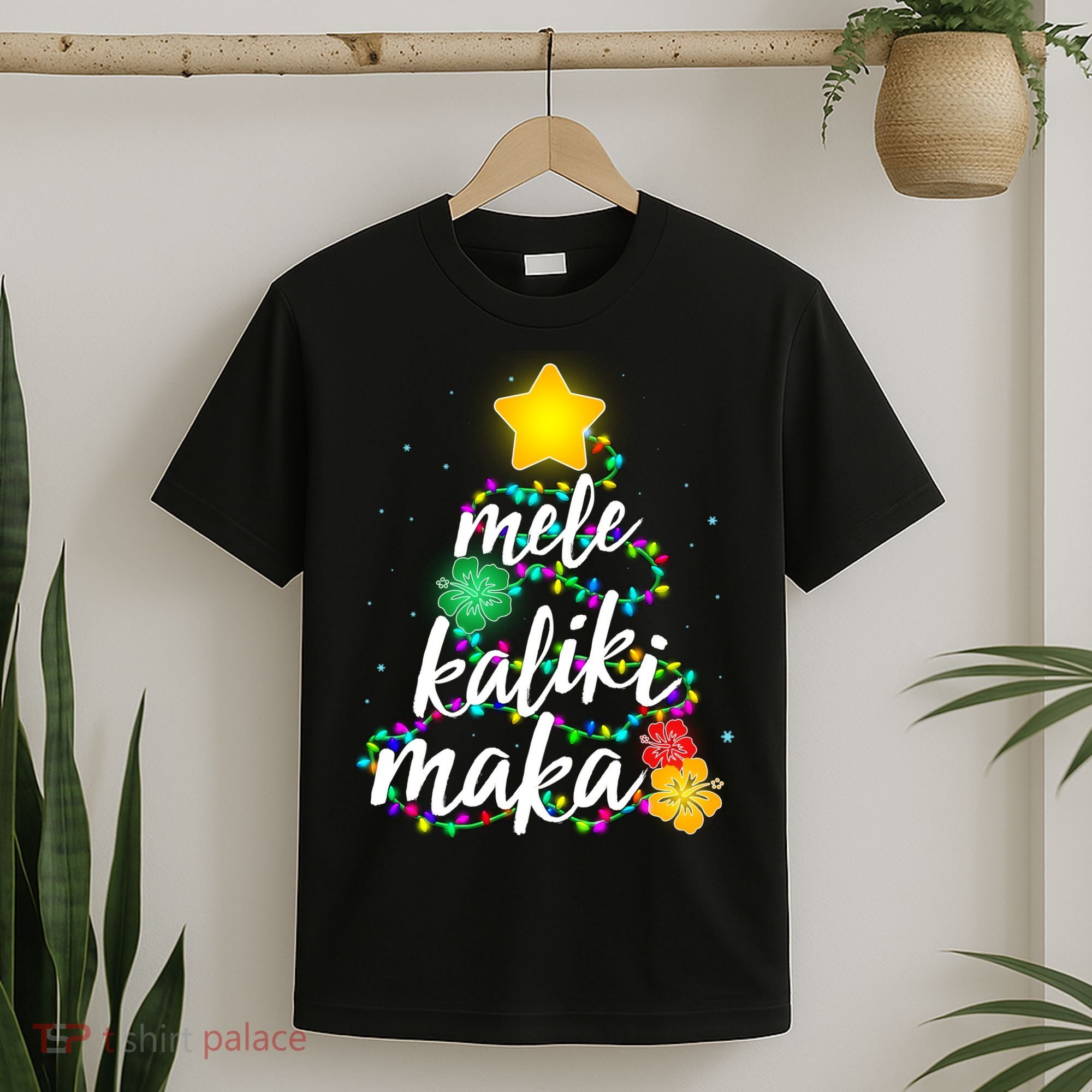 Hawaiian Christmas Mele Kaliki Maka Hibiscus Tree T-Shirt