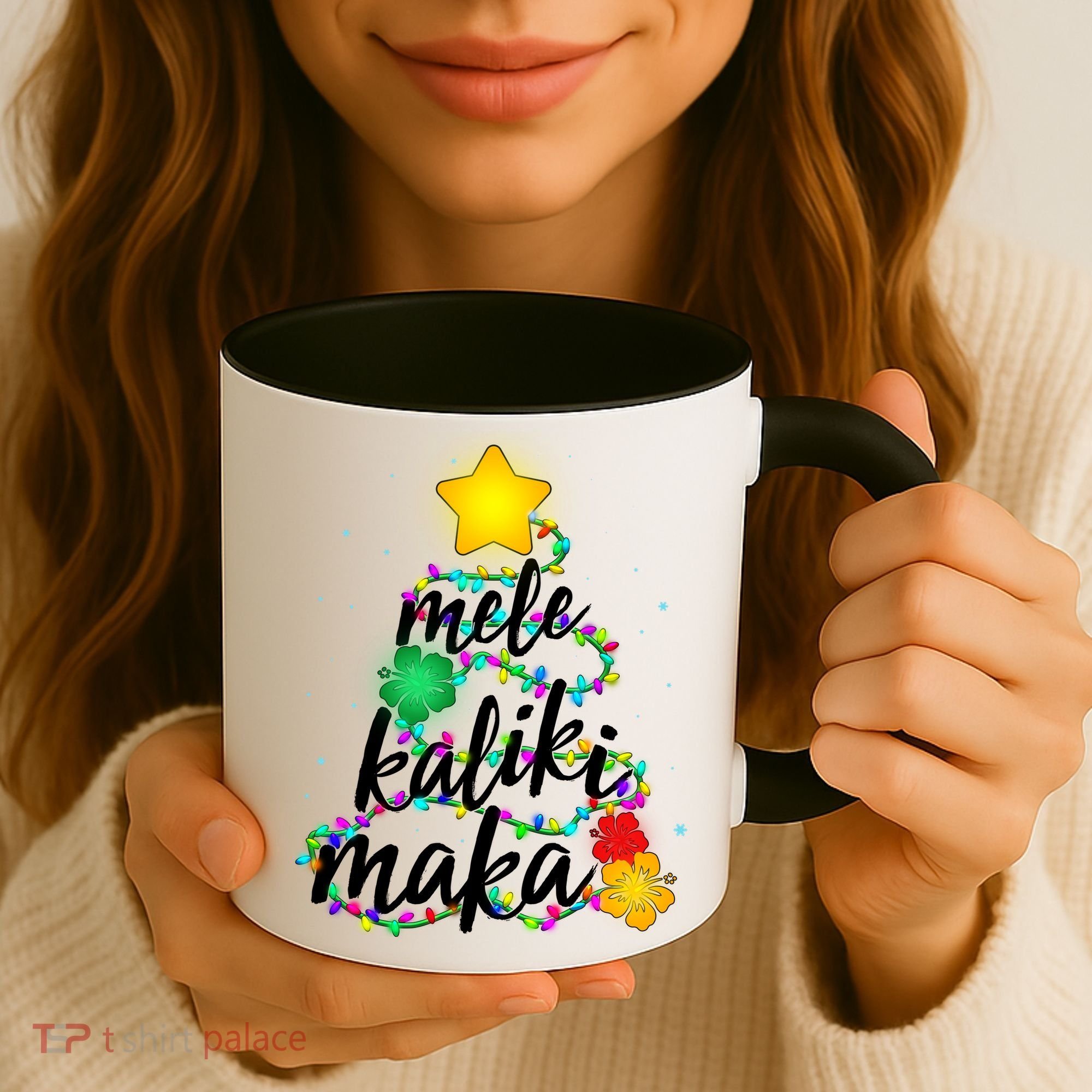 Hawaiian Christmas Mele Kaliki Maka Hibiscus Tree Coffee Mug