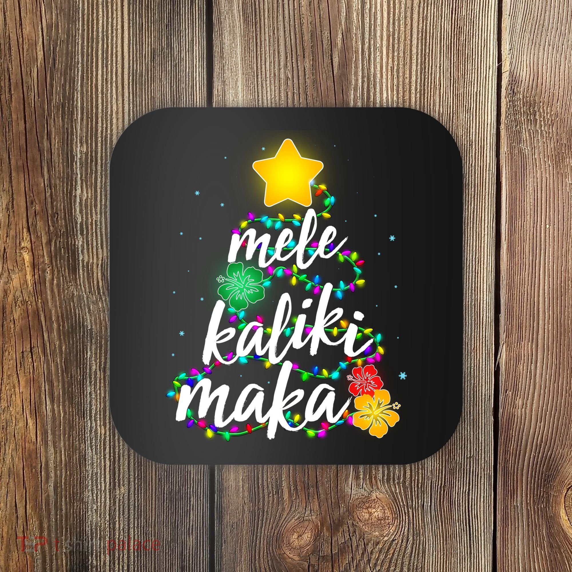 Hawaiian Christmas Mele Kaliki Maka Hibiscus Tree Coaster