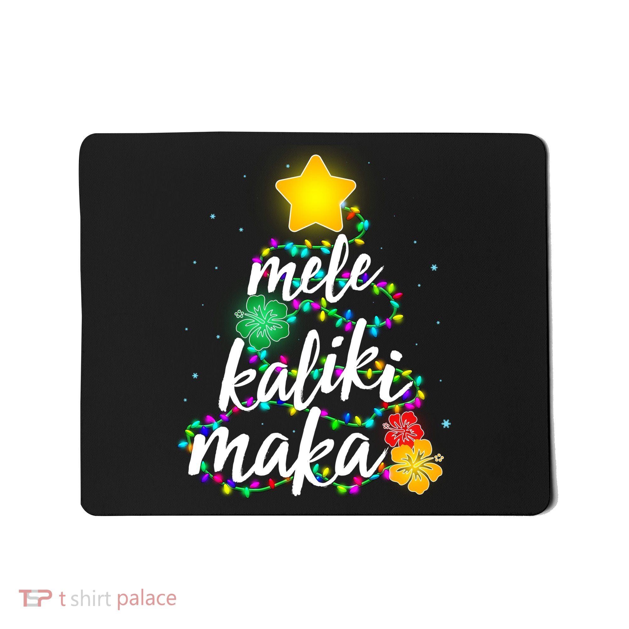 Hawaiian Christmas Mele Kaliki Maka Hibiscus Tree Mousepad
