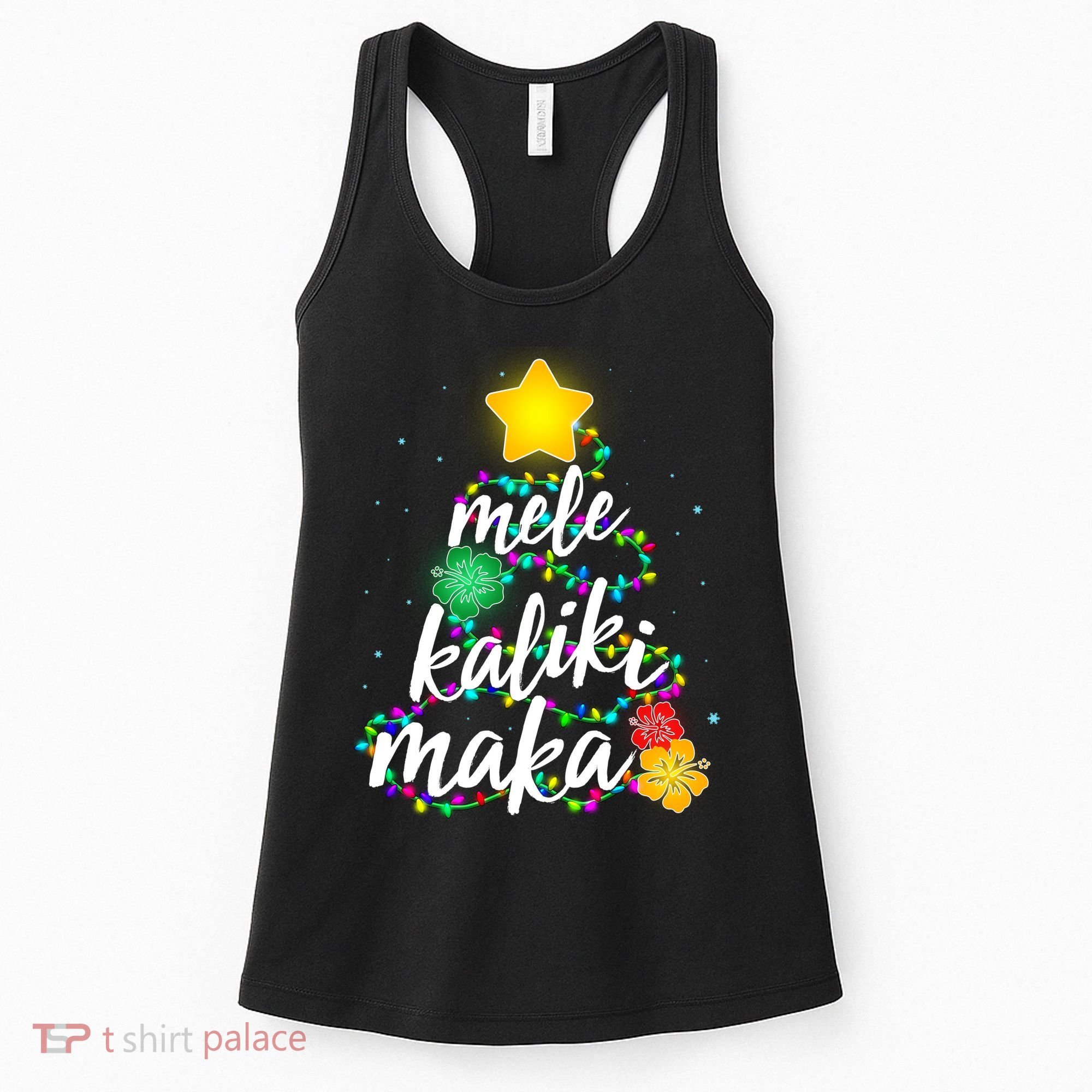 Hawaiian Christmas Mele Kaliki Maka Hibiscus Tree Women's Tank Top