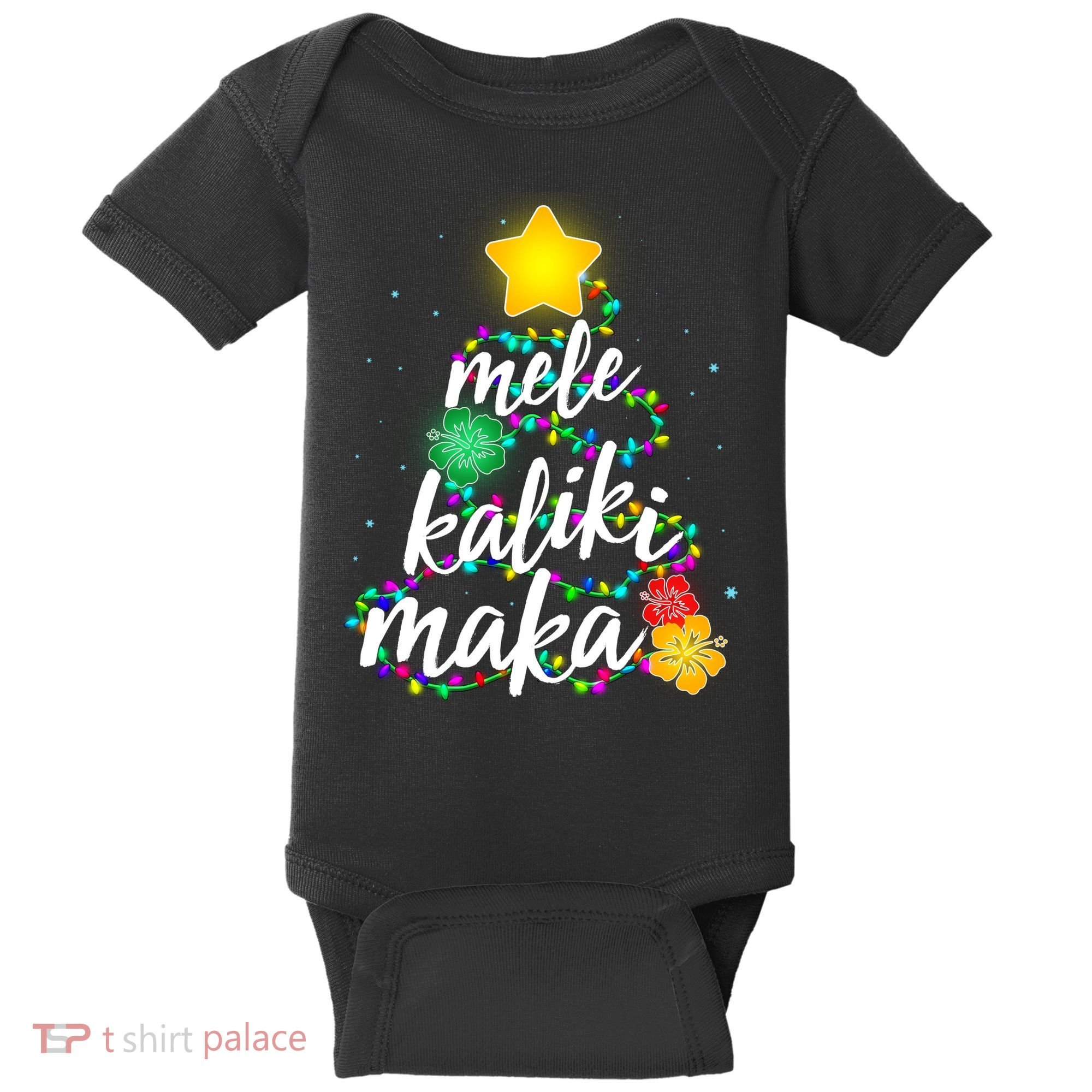 Hawaiian Christmas Mele Kaliki Maka Hibiscus Tree Baby Bodysuit