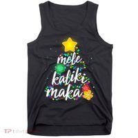 Hawaiian Christmas Mele Kaliki Maka Hibiscus Tree Tank Top thumb 0