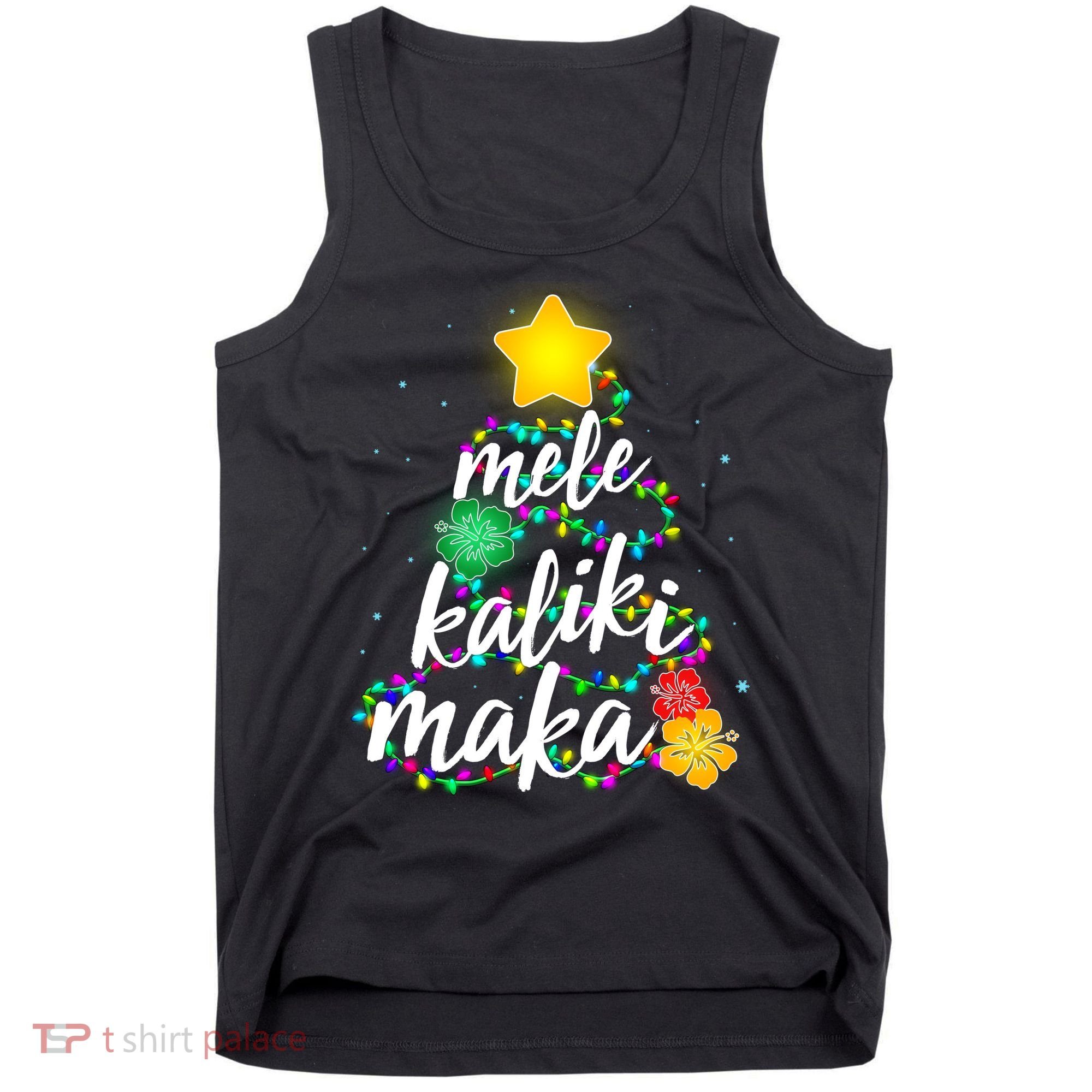 Hawaiian Christmas Mele Kaliki Maka Hibiscus Tree Tank Top