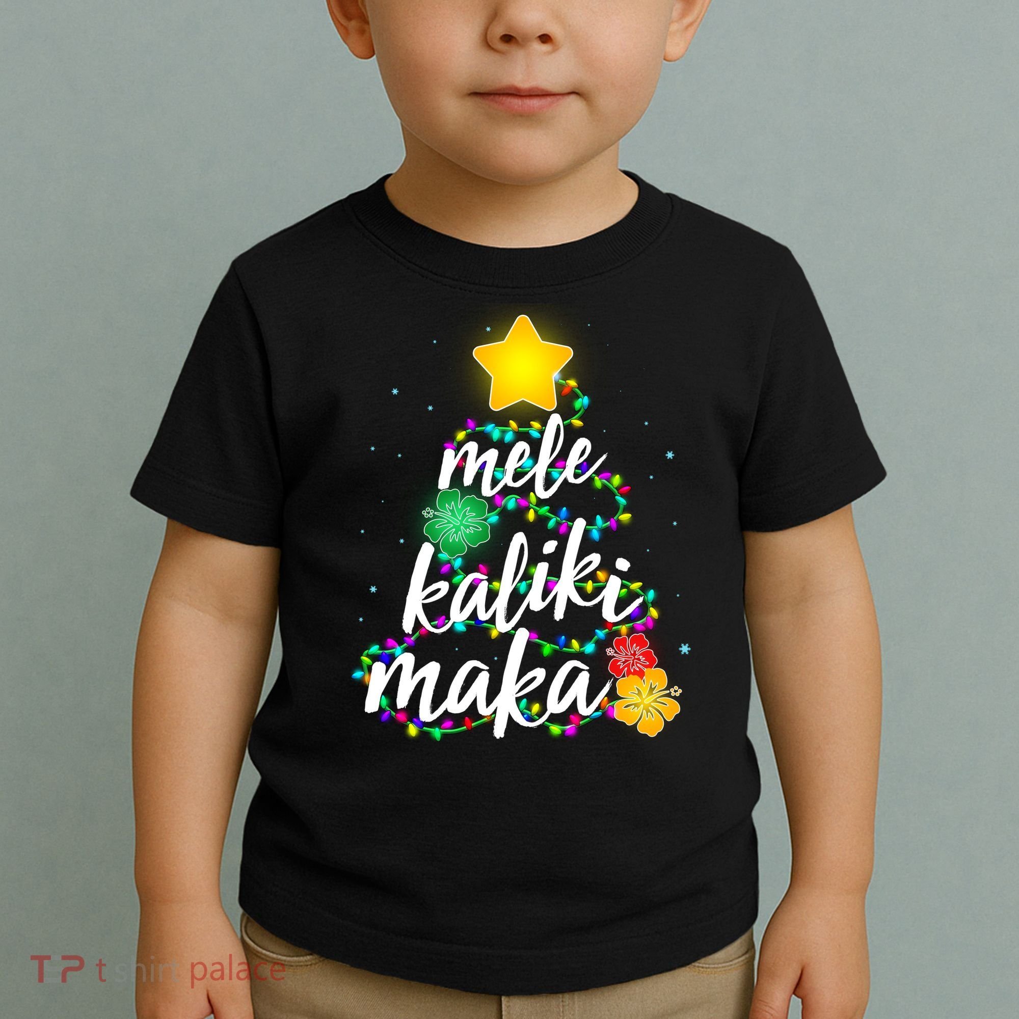 Hawaiian Christmas Mele Kaliki Maka Hibiscus Tree Toddler T-Shirt