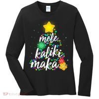 Hawaiian Christmas Mele Kaliki Maka Hibiscus Tree Women's Long Sleeve Shirt thumb 0