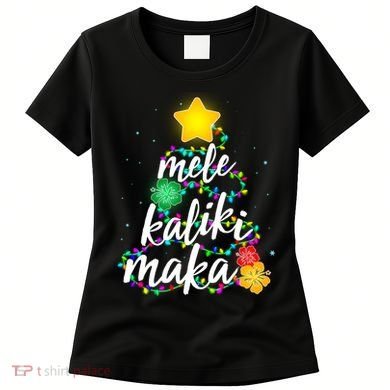 Hawaiian Christmas Mele Kaliki Maka Hibiscus Tree Women's T-Shirt