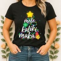 Hawaiian Christmas Mele Kaliki Maka Hibiscus Tree Women's T-Shirt thumb 2
