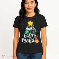 Hawaiian Christmas Mele Kaliki Maka Hibiscus Tree Women's T-Shirt thumb 4