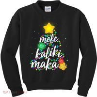 Hawaiian Christmas Mele Kaliki Maka Hibiscus Tree Kids Sweatshirt thumb 0