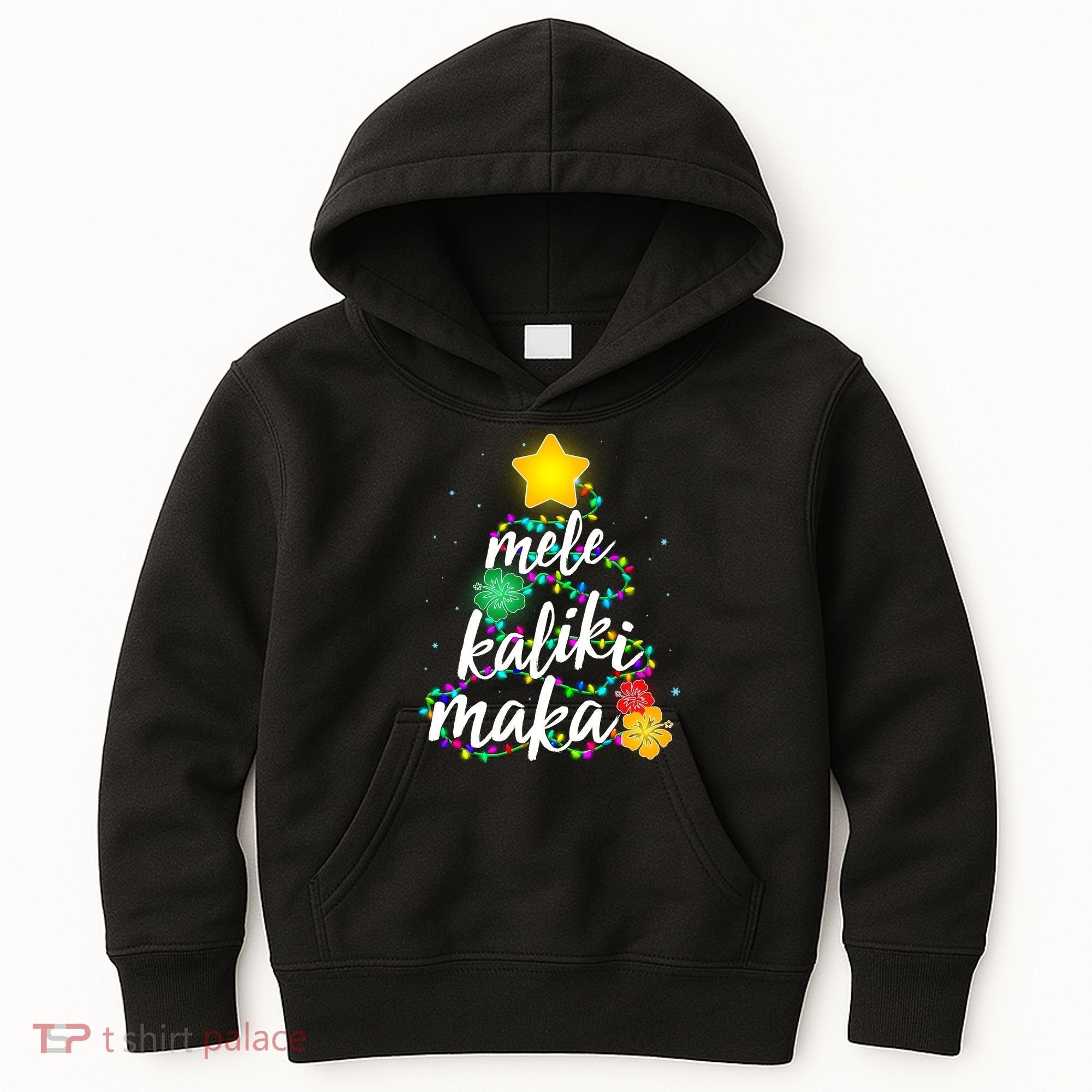 Hawaiian Christmas Mele Kaliki Maka Hibiscus Tree Kids Hoodie