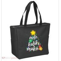 Hawaiian Christmas Mele Kaliki Maka Hibiscus Tree Tote Bag thumb 2