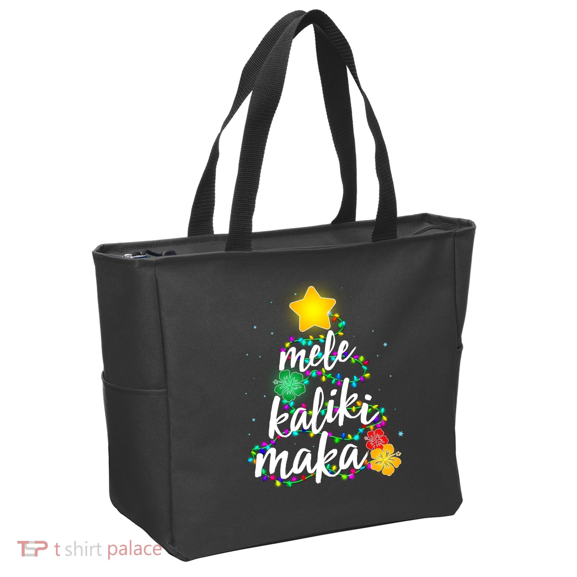 Hawaiian Christmas Mele Kaliki Maka Hibiscus Tree Tote Bag