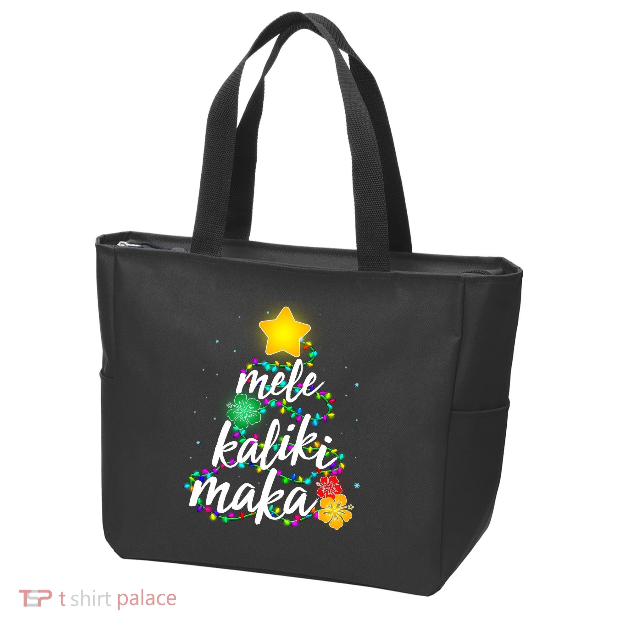 Hawaiian Christmas Mele Kaliki Maka Hibiscus Tree Tote Bag