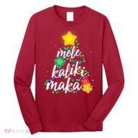 Hawaiian Christmas Mele Kaliki Maka Hibiscus Tree Long Sleeve Shirt thumb 0
