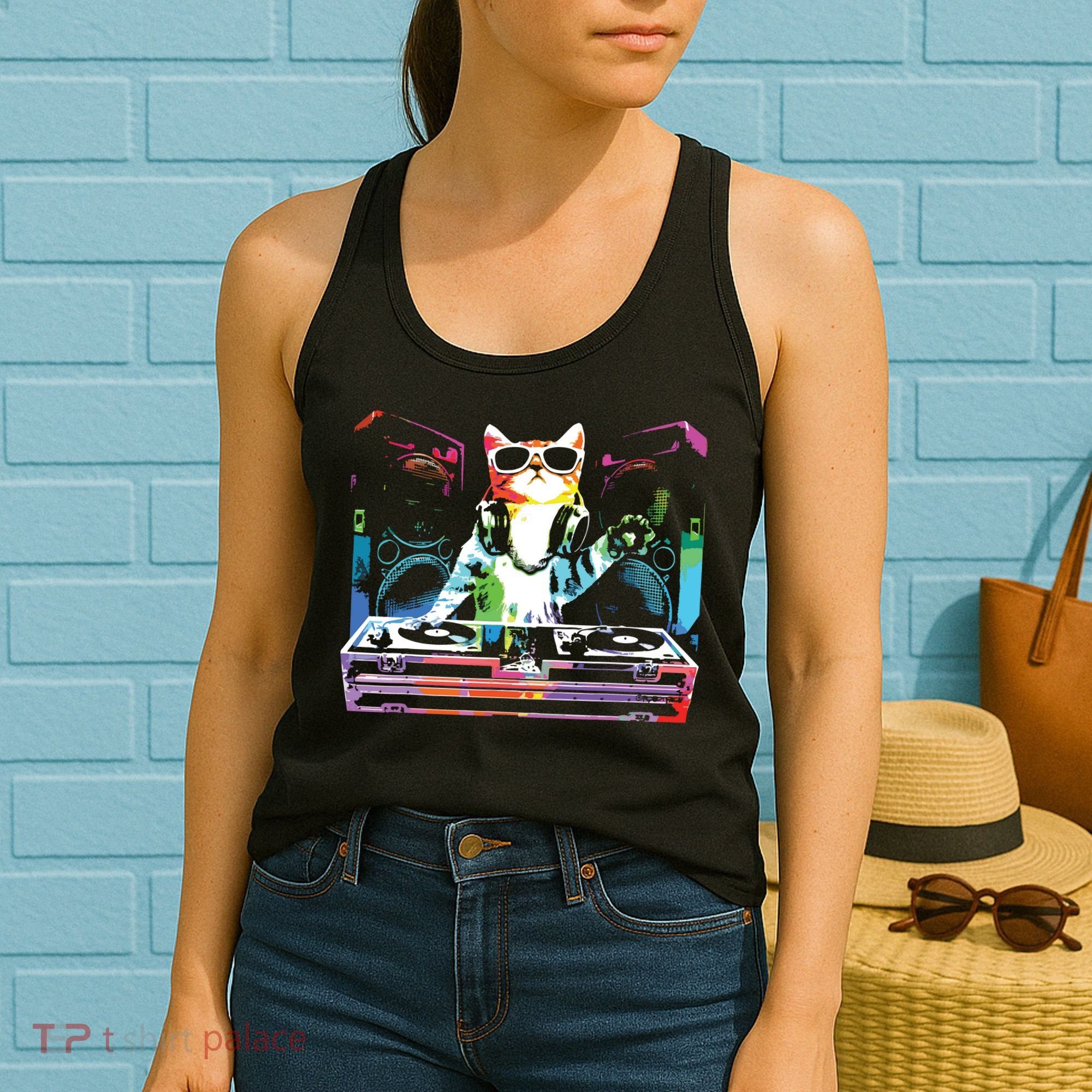 HOUSE CAT New DJ Cat Kitty Women's Tank Top