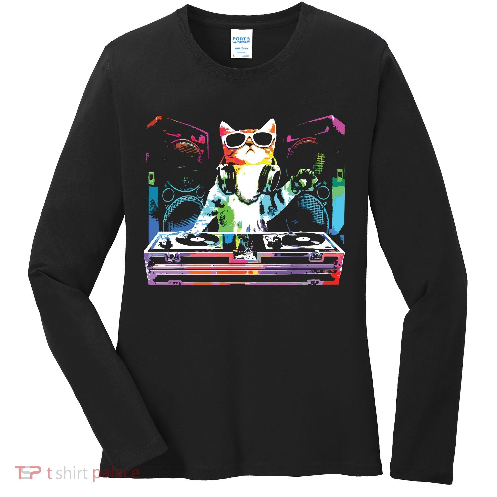 HOUSE CAT New DJ Cat Kitty Women's Long Sleeve Shirt