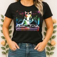 HOUSE CAT New DJ Cat Kitty Women's T-Shirt thumb 2