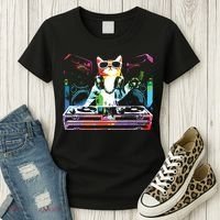 HOUSE CAT New DJ Cat Kitty Women's T-Shirt thumb 3