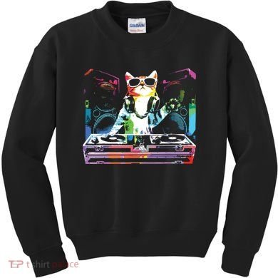 HOUSE CAT New DJ Cat Kitty Kids Sweatshirt
