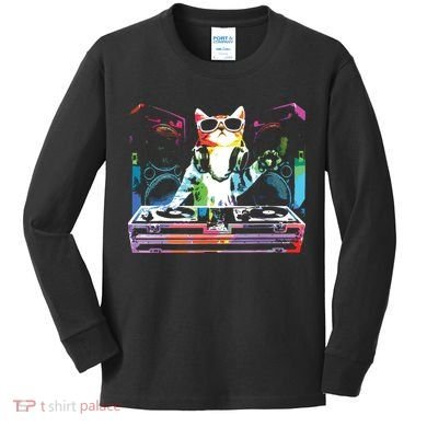 HOUSE CAT New DJ Cat Kitty Kids Long Sleeve Shirt