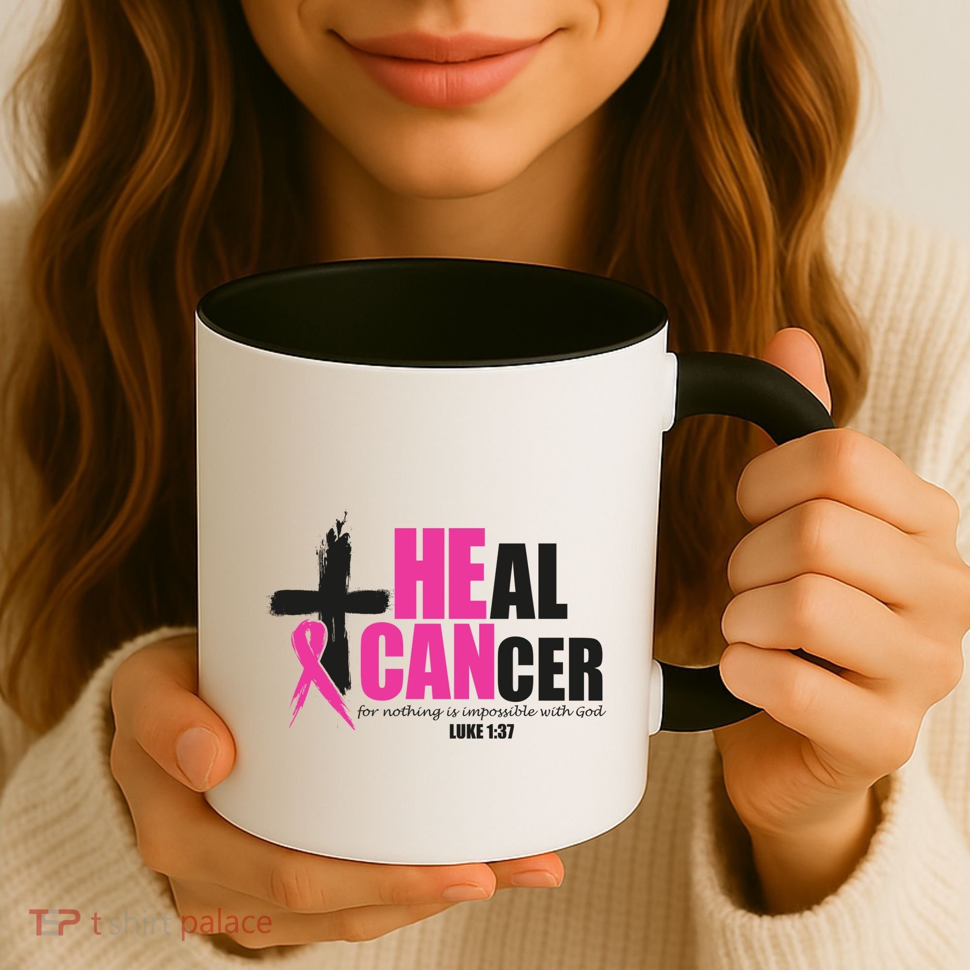 Heal Cancer Nothing Is Impossible With God Breast Coffee Mug