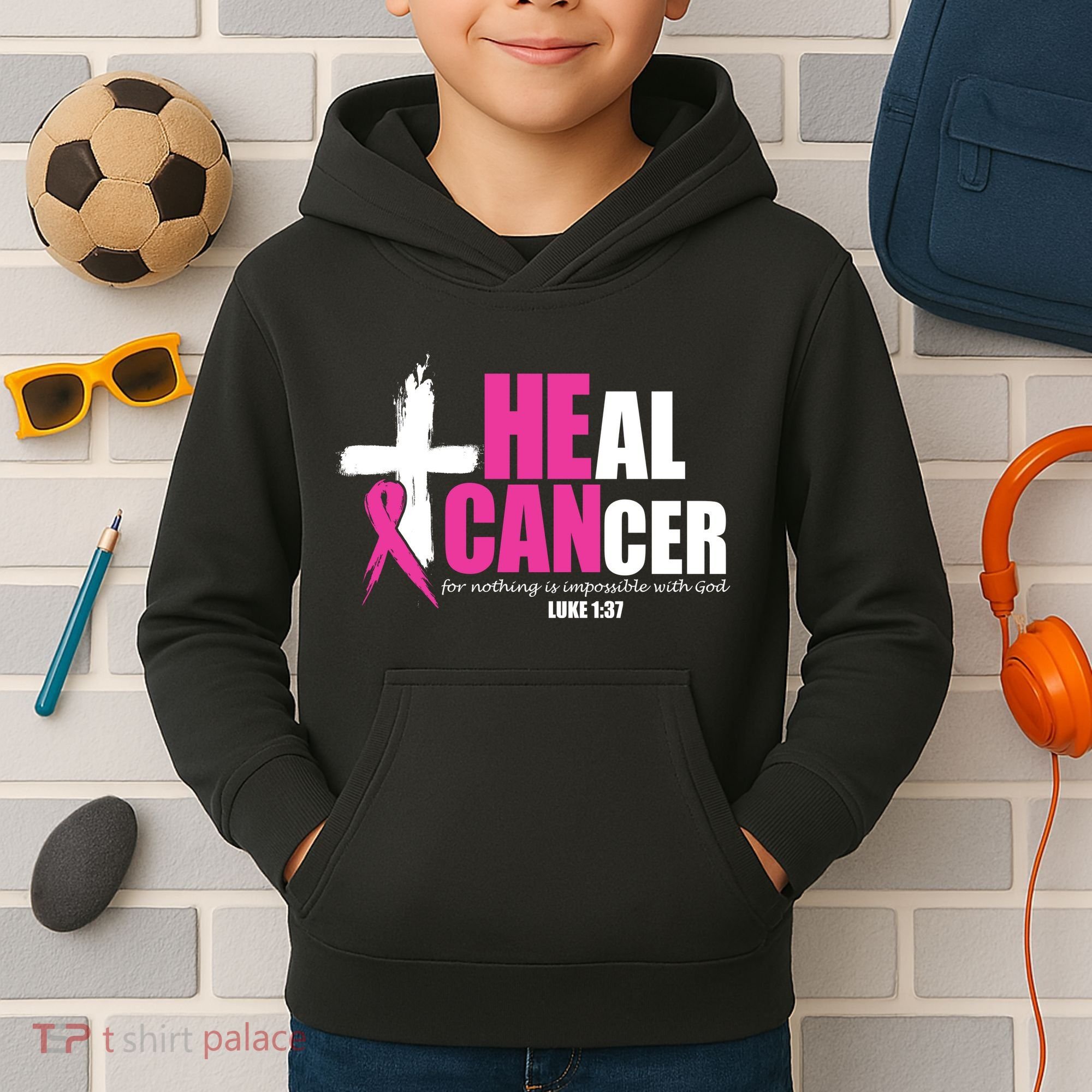 Heal Cancer Nothing Is Impossible With God Breast Kids Hoodie