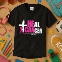 Heal Cancer Nothing Is Impossible With God Breast Kids T-Shirt thumb 3