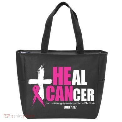 Heal Cancer Nothing Is Impossible With God Breast Tote Bag