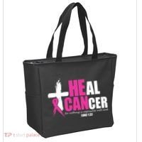 Heal Cancer Nothing Is Impossible With God Breast Tote Bag thumb 2