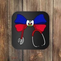 Haitian Coquette Nurse Stethoscope Bow Haiti Haitian Nurse Coaster thumb 0