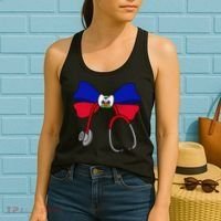 Haitian Coquette Nurse Stethoscope Bow Haiti Haitian Nurse Women's Tank Top thumb 2